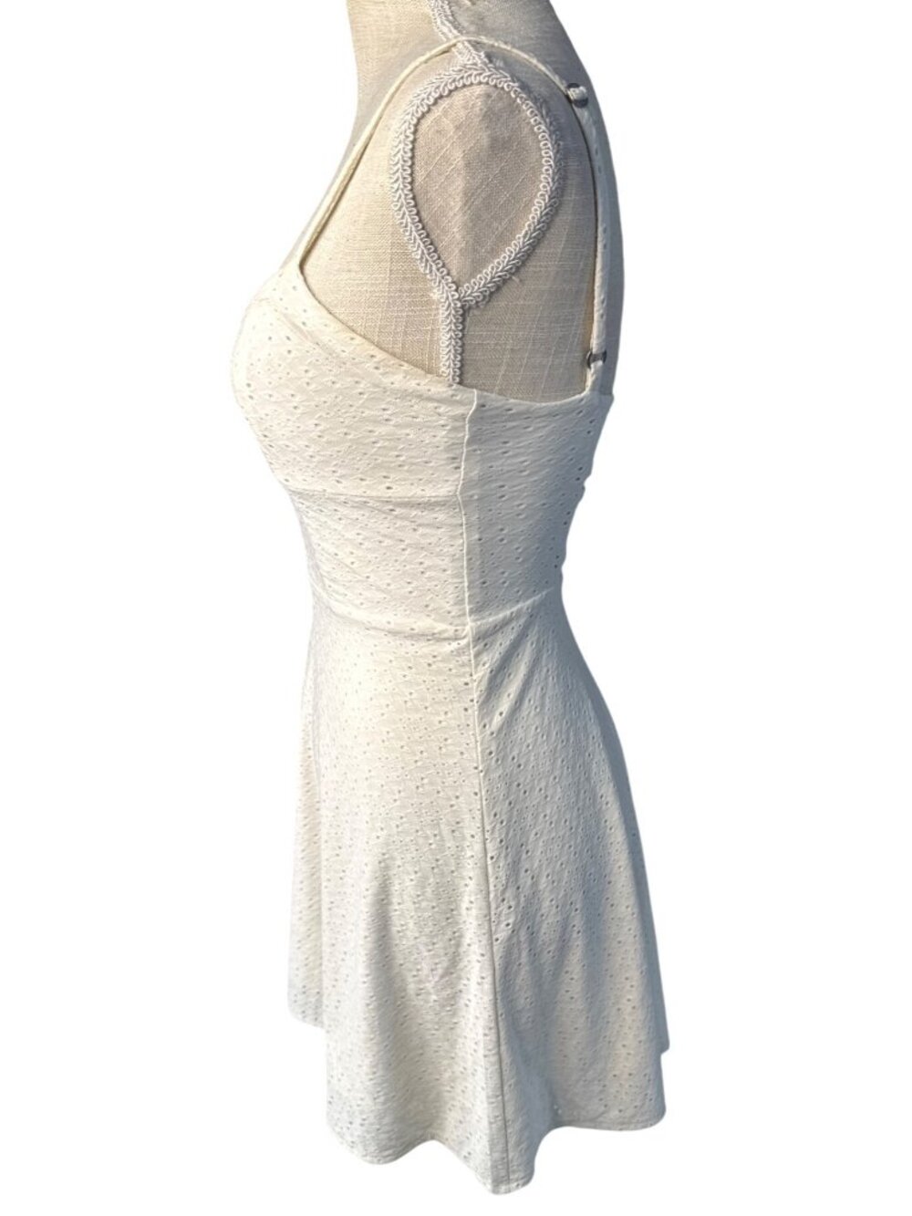 Eyelet Sundress W/Adjustable Spaghetti Straps & Sweetheart Neckline XS - Picture 4 of 7